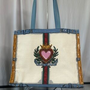Brighton Blue and Cream canvas Tote Bag